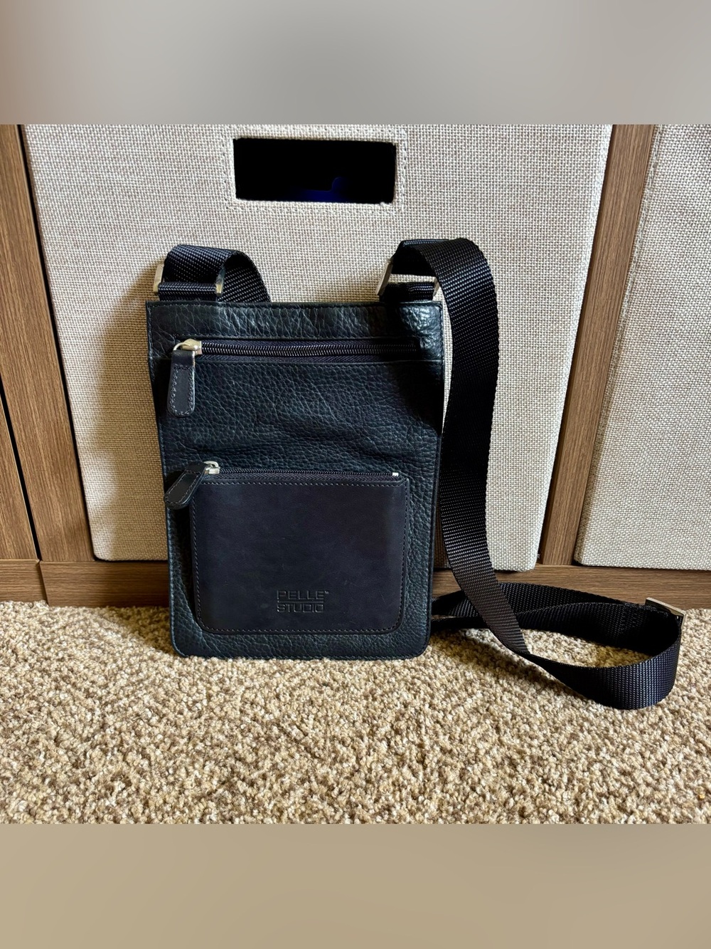 Vintage Wilson’s Leather Pelle Studio Black Leather Crossbody Sling Bag Unisex